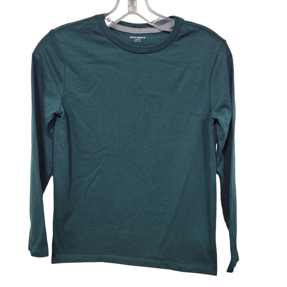 Old Navy Girl Kids Green Long Sleeve Crew Neck Comfortable Cotton T-Shirt Size L